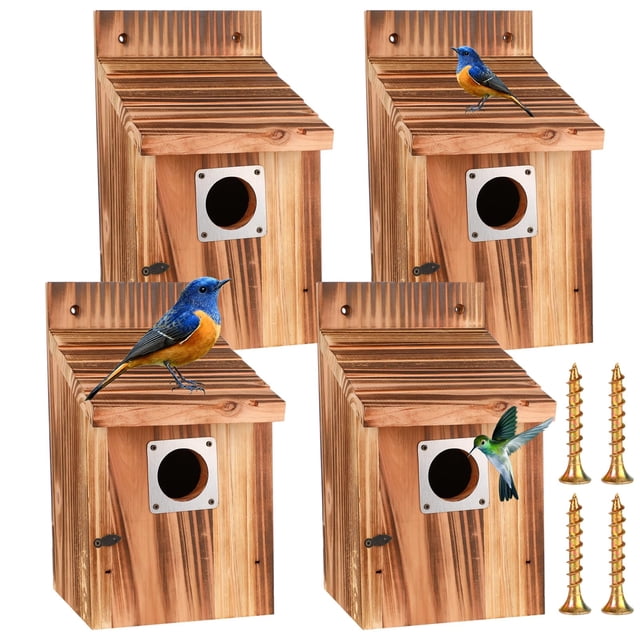 Juego de casitas para pájaros de exterior JZTKQTM con protectores metálicos y seguros