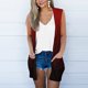 thumbnail image 2 of Chaleco sólido a la moda para mujer, abrigo estampado, cárdigan sin mangas, blusa informal holgada, paquetes, Tops Pompotops qwe18257, 2 of 5
