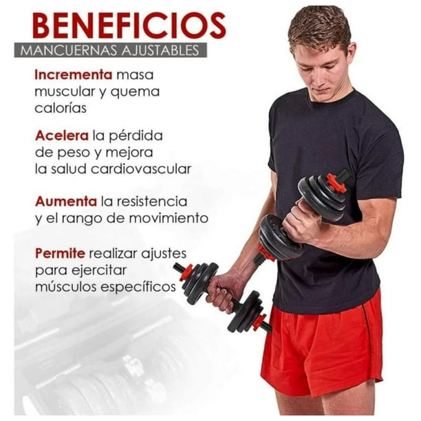 Set de mancuernas ajustables con discos de metal 30 Kg negro