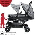 thumbnail image 5 of Carriola Doble para Bebés Gemelar Plegable con Ruedas Eva Soft Asientos Reclinables Acolchados Seguridad de 5 Puntos Apta desde 0 Meses Soporta hasta 32 kg (Gris), 5 of 5