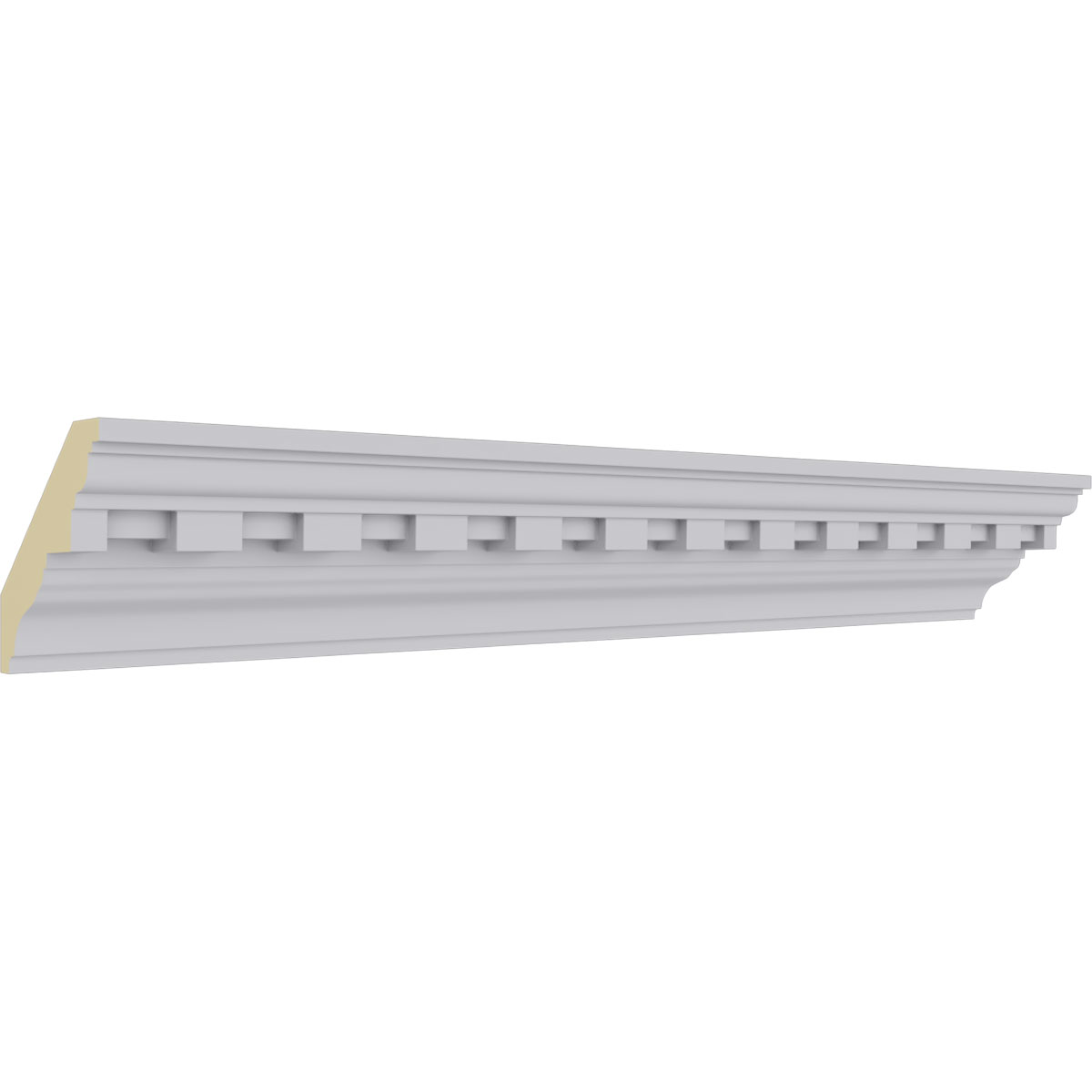 2"H x 2"P x 2 7/8"F x 94 1/2"L, (1 1/4" Repeat) Dentil Crown Moulding
