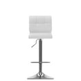 thumbnail image 3 of CorLiving Hudson Modern White Faux Leather Square Adjustable Swivel Bar Stools with Backs - Barstool Set of 2, Stylish Kitchen Stools, Comfortable Bar Chairs for Home, Pedestal Base, 3 of 9
