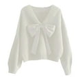 thumbnail image 5 of Women Christmas Sweaters Novelty Valentine Day Cute Bow Tie V Neck Solid Knitted Tops Long Sleeve Holiday Casual Warm Blouses, 5 of 5