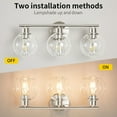 thumbnail image 2 of Deyidn 3 Light Pale Gold Bathroom Vanity Light with Globe Glass Shade Modern Bathroom Wall E26 Bulb, 2 of 6