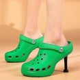 thumbnail image 1 of 2025 Summer New High Heel Shoes Ladies Slippers Ladies Two Wear High Heel Shoes Fashion Slippers,size37,green, 1 of 4