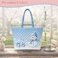thumbnail image 7 of XYZCANDO Blue Snowman Print Padded Shoulder Handbag, Large Capacity Winter Quilted Tote Bag for Holiday Shopping, Travel, Cute Xmas Snowflake Pattern Purse for Women, 7 of 7
