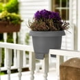 thumbnail image 2 of Bloem 12" Charcoal Gray Resin Deck Rail Round Planter, 9" H, 12" L, 12" W, Fits Rail Sizes between 3.25" - 3.75" Wide, 2 of 5