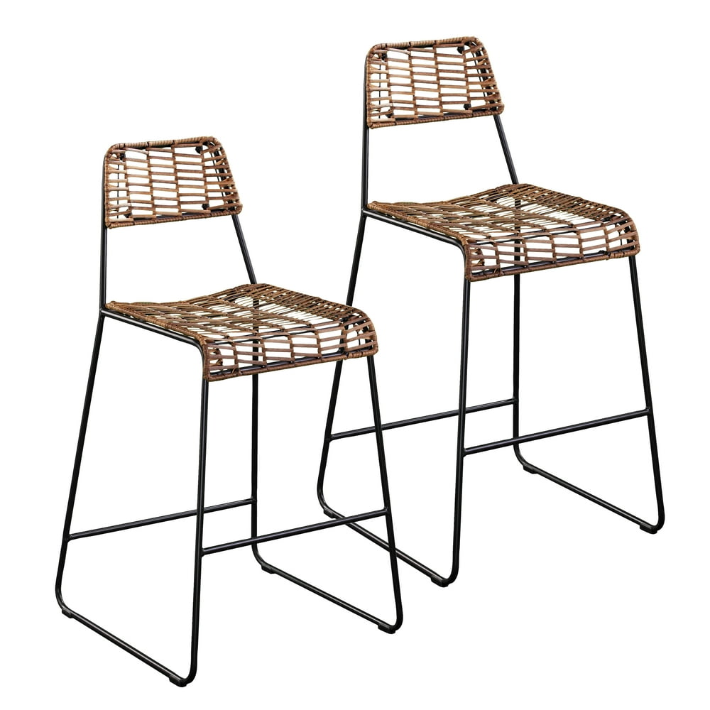Sorida Pair of Stackable All-Weather Rattan Outdoor Counter Stools