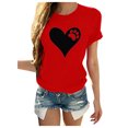 thumbnail image 1 of Gibobby Camiseta de manga corta para mujer Blusa con cuello en O Blusa con estampado en forma de corazón Camiseta con mangas para mujer Blusa corta informal p(Rojo,G), 1 of 4