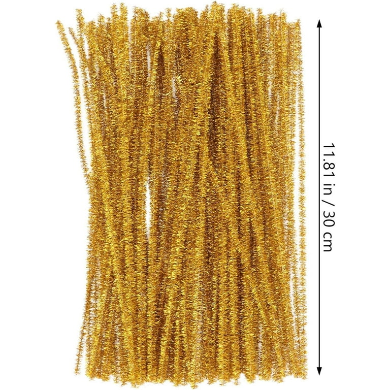 TOCOLES 100 Pcs Glitter Pipe Cleaner for Crafting, Sparkle Chenille Stems for Art and Crafts DIY Christmas Decoration, Kids Craft Supplies, 30 cm (Gold) Bunny