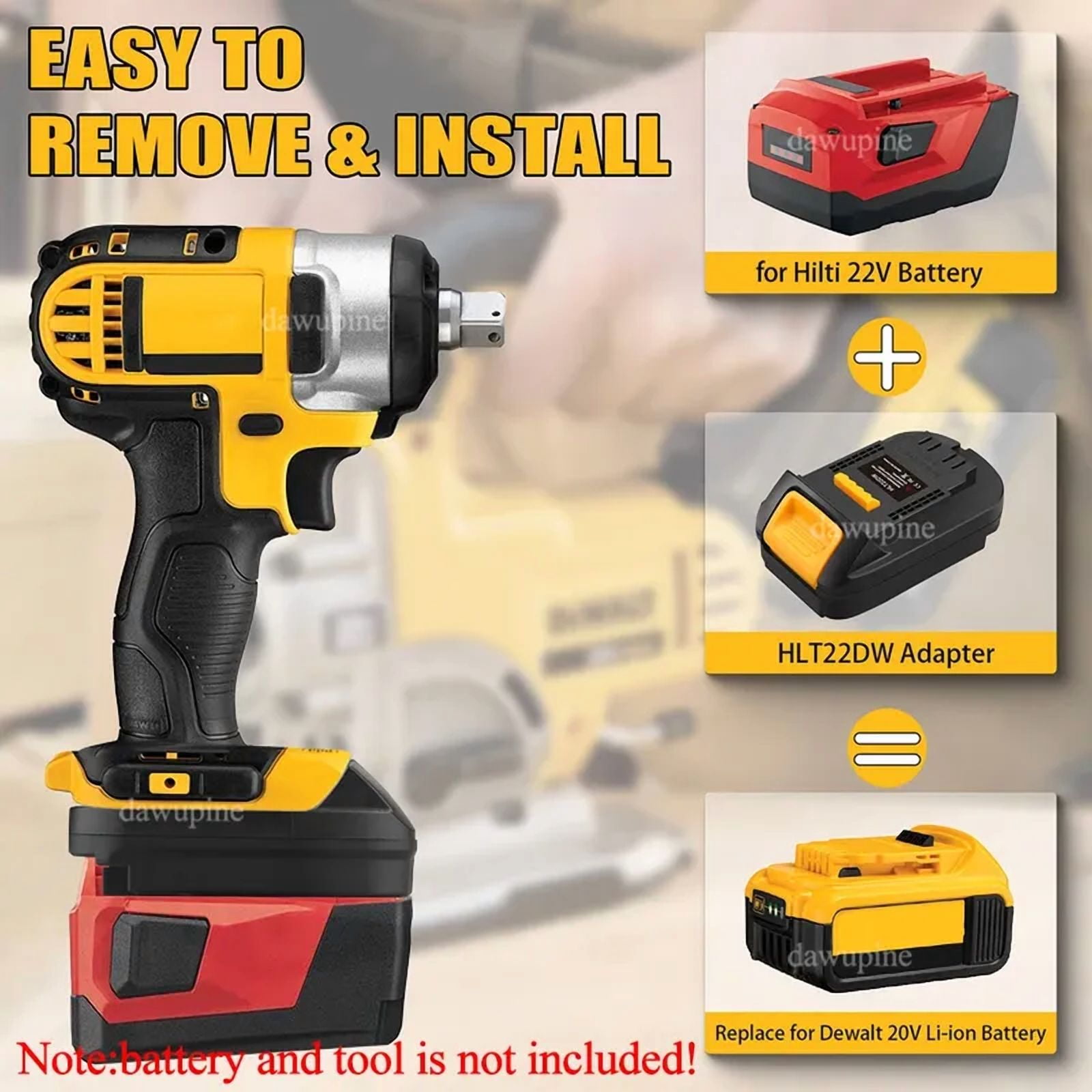 Power Tools Adapter Converter for Hil*ti 22V B22 Li-ion Battery for De*walt  Electric Tools