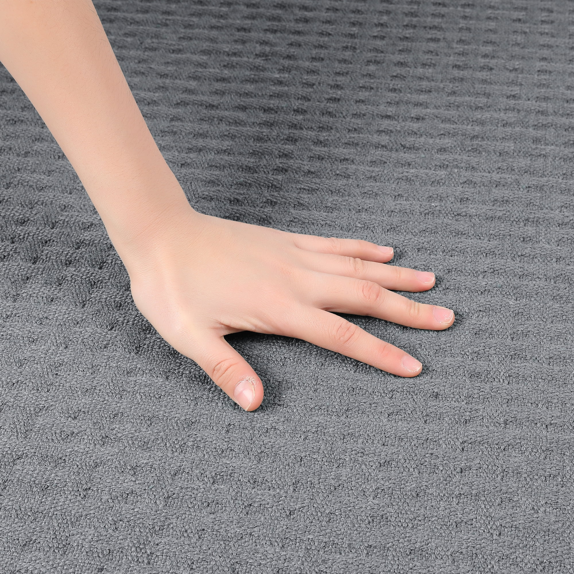 Unique Bargains Weaving Pattern Soft Absorbent Bath Mat Grey 20" x 32"