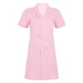 thumbnail image 3 of Oyolan Robe de Soins Infirmiers à Col à Revers Manches Courtes Boutonnée Rose Large, 3 of 7