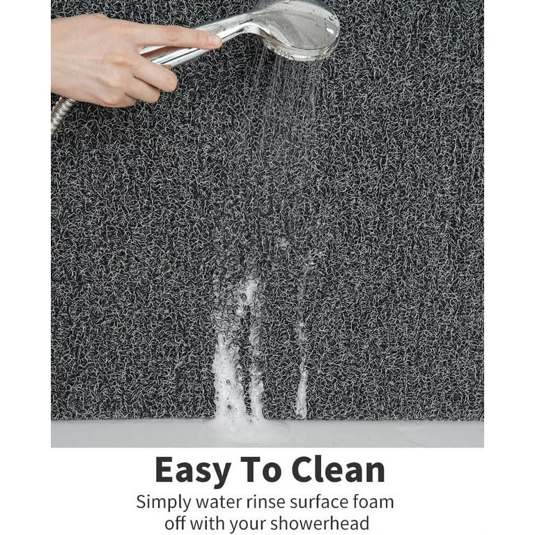 Leotruny PVC Loofah Bathtub Mats Non Slip Shower Mat for Bathroom Wet Area  Quick Drying (24''x16'', C01-Dark Grey)