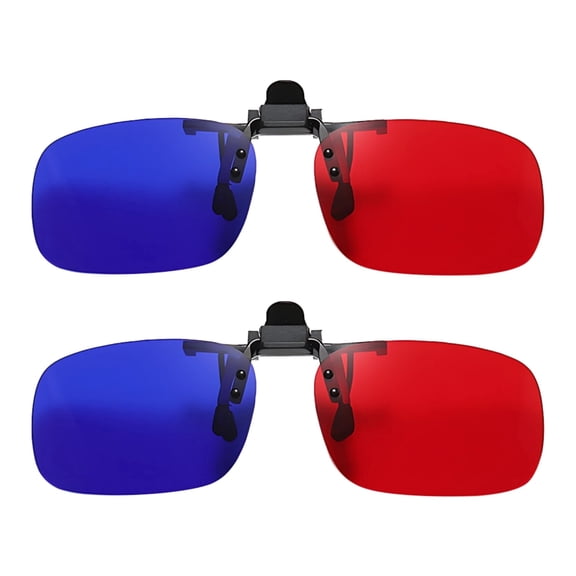 2 Pcs Red-Blue 3D Glasses, Clip-on Anaglyph 3D Glasses for TV Movies, Black Frame, Blue Red Lens, TR Frame, 2.4 x 5.2 x 1.6 in（6 x 13.2 x 4.1 cm）