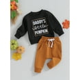 thumbnail image 4 of Toddler Baby Boy Halloween Outfit 6M 12M 18M 24M 3Y Mamas Pumpkin Long Sleeve Crewneck Sweatshirt Tops Jogger Pants Set, 4 of 10