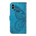 thumbnail image 5 of SaniMore Wallet Case for iPhone X/XS, PU Leather Embossed Butterfly Flip Folio Cover Card Holder [Kickstand][Wrist Strap] All Arpund Protective Shockproof Shell for iPhone X/XS(2018), Blue, 5 of 18