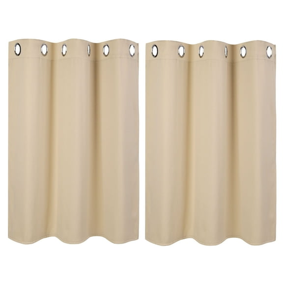 PiccoCasa Polyester Blackout Curtain Panel Set of 2, Beige 42 x 36 Inch