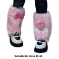 thumbnail image 5 of Japanese Plush Leg Sleeves Stylish Winter Accessory for Women 3D Heart and Bowknot Thick Leg Warmers Boot Covers, 5 of 8
