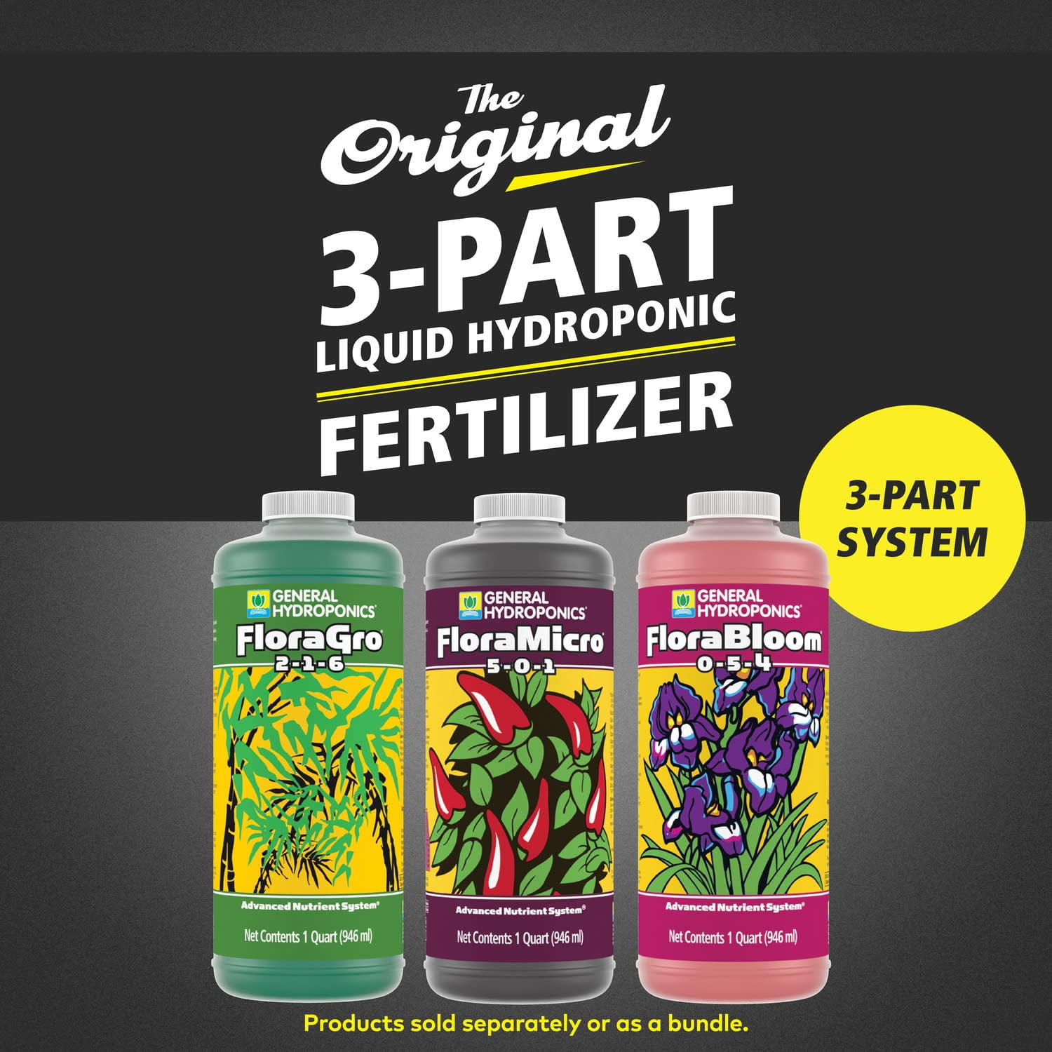 Hydro Worlds GH Flora Series' Hydroponics Synthetic Fertilizer, 32 oz