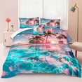 thumbnail image 2 of Ocean Beach Comforter Set Palm Tree Tropical Bedding 4 Pcs Pink Sunset Blue Coastal Romantic Natural Comforter Hawaii Beach Bedroom Decor, 2 of 12