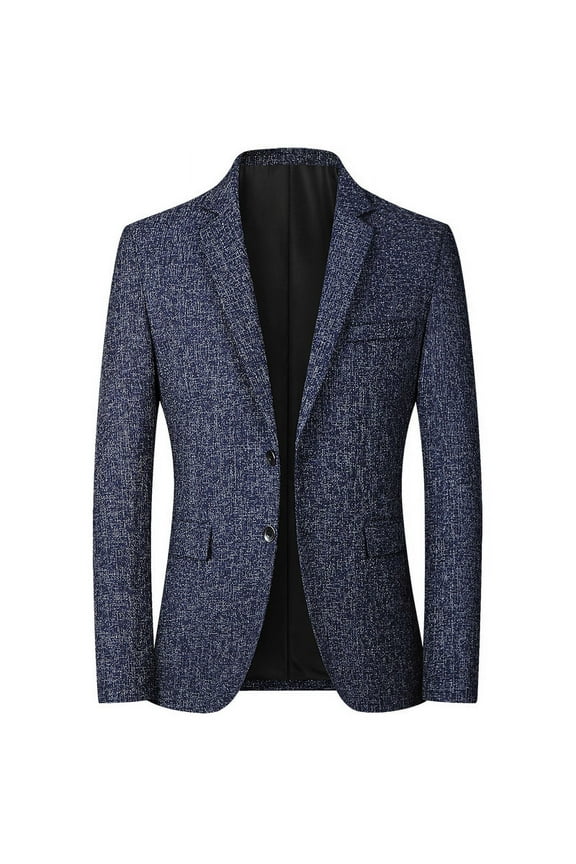 Men's Small Suit Korean Top Handsome Casual Single Suit Middle-aged Men's Spring and Autumn Men's Jacket-navy blue-L