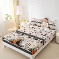 thumbnail image 3 of Manfei Spooky Ghost Pattern King Sheets,Halloween Theme Black Cat Bedding,4pcs,1 Flat Sheet,1 Fitted Sheet and 2 Pillowcases, 3 of 6