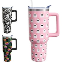 Ghost Halloween Gifts for Women Girls, Cute Spooky Stainless Steel Insulated Travel Coffee Cup, 40 Oz Tumbler with Handle and Straw, Holiday Birthday Water Bottle