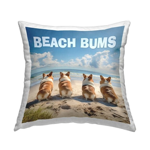 Stupell Industries Beach Bums Corgis Decorative Printed Throw Pillow Design by Jim Baldwin