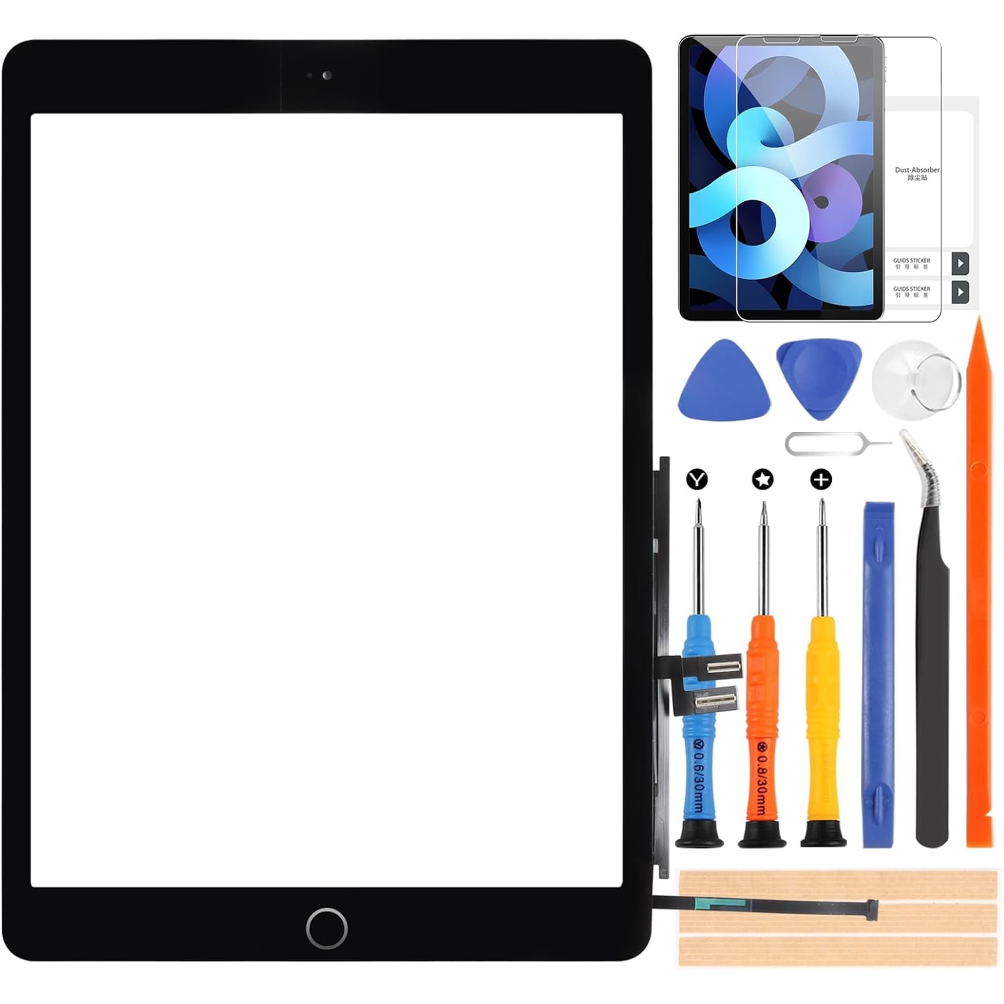 Touch Screen for iPad 7 7th 2019, for iPad 8 8th 10.2-inch Digitizer Model A2197 A2200 A2198 A2232 10.2 2020 A2428 Screen Replacement Glass Assembly with Repair Kit (with Home Button not LCD Display)