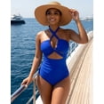 thumbnail image 2 of Women's Crisscross Halter One Piece Swimsuit, Tummy Control Cutout Bathing Suit with Backless Design, High Cut Monokini for Beach Vacation, 2 of 8