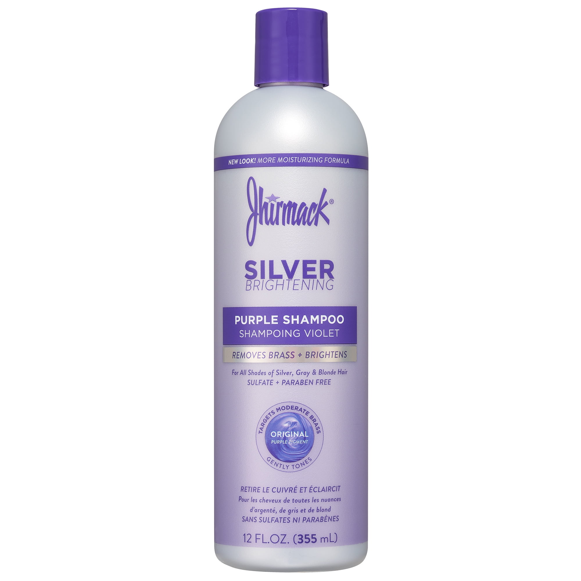 Jhirmack Silver Brightening Purple Toning Shampoo for All Shades of Silver and Gray Hair, 12 fl oz
