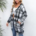 thumbnail image 5 of Turilly Womens Jackets Ladies Clearance, Women's Check Print Loose Lapel Zip Hooded Double Pocket Blazer Long Sleeve Hooded Casual Coat/Jacket, 5 of 6