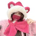 thumbnail image 1 of Bufanda con capucha Invierno Gorro de invierno Bufanda Conjunto de máscara Gorro con orejas de oso Bufanda para mujer Invierno Cálido rosa, 1 of 4