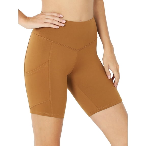 TheLovely Women & Plus Workout Yoga Running Compression Exercise Biker Shorts with Side Pockets