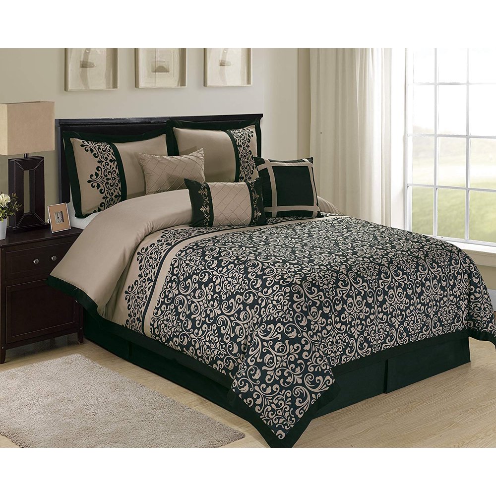 7 Piece REIGN classic flower print Clearance bedding Comforter Set Fade