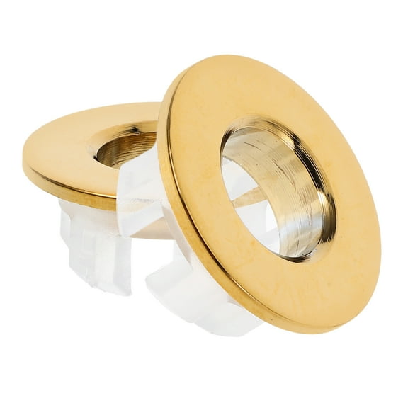 HOMOBABE Sink Overflow Hole Cover Golden Copper 2Pcs Universal Bathroom Sink Stopper for Washbasins