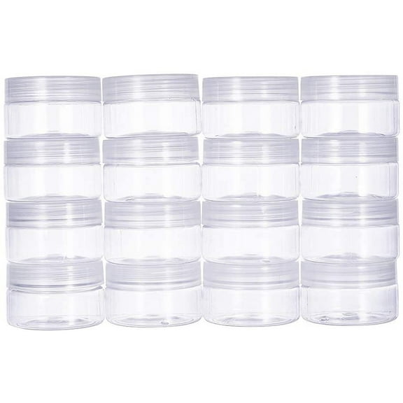 16 Pack 4oz(120ml) Slime Storage Favor Jars Clear empty wide-mouth plastic containers with clear lids DIY