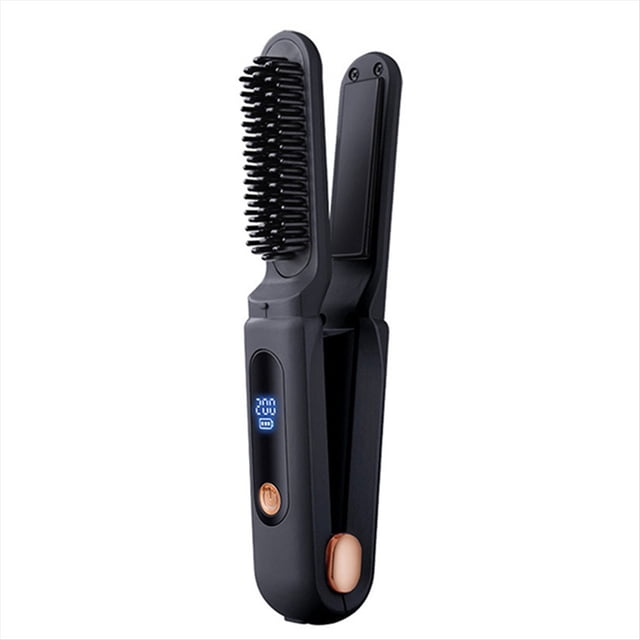 Peine Alisador Digital 2 en 1 con 3 Temperaturas Ajustables, Plancha para el Cabello para Mujer, Color Negro