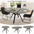 thumbnail image 4 of Extendable Round Dining Table Set for 6 People, 43.3"-59.1" Extendable Kitchen Table with 6 Upholstered Chairs, Space Saving for Kitchen Dining Room (Grey Table+6 U-Shaped Black Chairs), 4 of 13