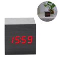 thumbnail image 2 of Reloj despertador digital de madera con luz LED, mini, moderno, con forma de cubo, para escritorio, muestra la hora, la fecha y la temperatura, ideal para niños, dormitorios, hogar y viajes., 2 of 5