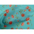 thumbnail image 4 of oneOone Cotton Cambric Turquoise Blue Fabric Flower & Leaves Watercolor Diy Clothing Quilting Fabric Print Fabric By Yard 56 Inche Wide, 4 of 4