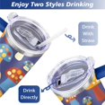 thumbnail image 5 of 40oz Mushrooms Seamless Pattern Blue Orange Stainless Steel Flip Straw Tumbler Spill Proof Travel Cup Double Wall Vacuum Insulated Coffee Mug with Top Handle, 5 of 6