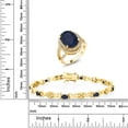 thumbnail image 2 of Gem Stone King 11.90 Ct Oval Blue Sapphire 18K Yellow Gold Plated Silver Ring and Bracelet Jewelry Set (Size 9), 2 of 3