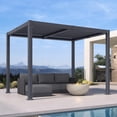 thumbnail image 5 of PURPLE LEAF 08' x 10' Solar Louvered Pergola with LED String Lights and Control Panel Aluminum Outdoor Pergola with Adjustable Hardtop Roof for Patio Deck Garden Yard Gray, 5 of 10