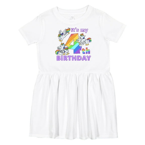 Inktastic It's My 4th Birthday Unicorn Girls Toddler Dress