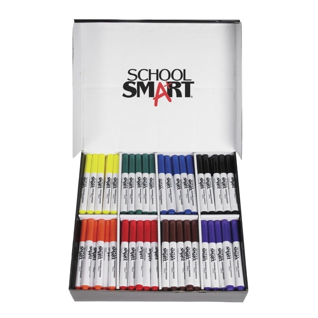 Marcadores School Smart Punta Cónica Lavables Paquete de 200