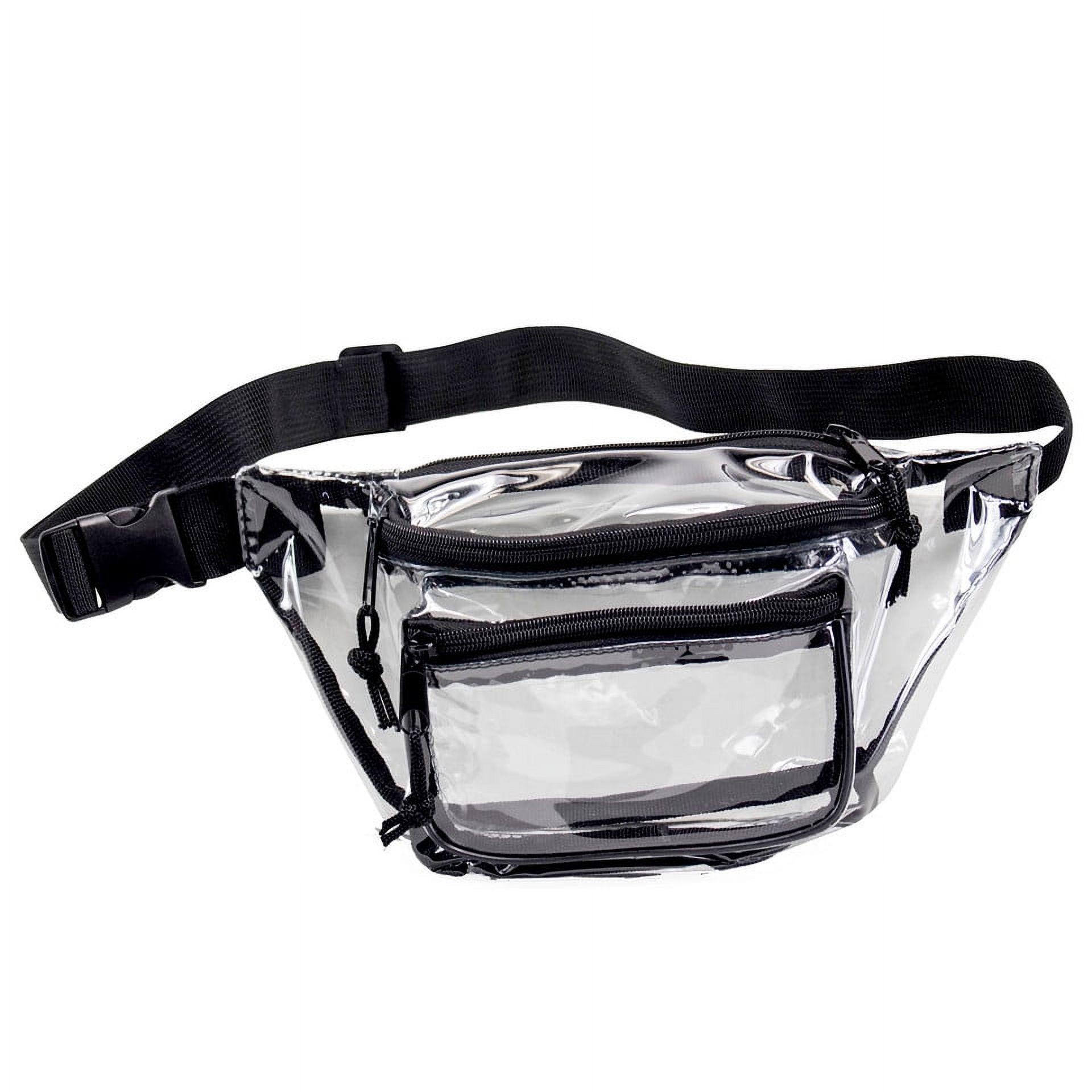 K-Cliffs Clear Anti-Theft 3-Zipper PVC Fanny Pack with Black Trim for Music Festivals & Raves Unisex All Ages