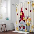 thumbnail image 6 of Flower Gnome Shower Curtain for Bathroom Decor, White Yellow Flowers Daisy Ladybug Spring Vintage Linen Waterproof Fabric Shower Curtain, 54"x78" Set with 12 Hooks, 6 of 9
