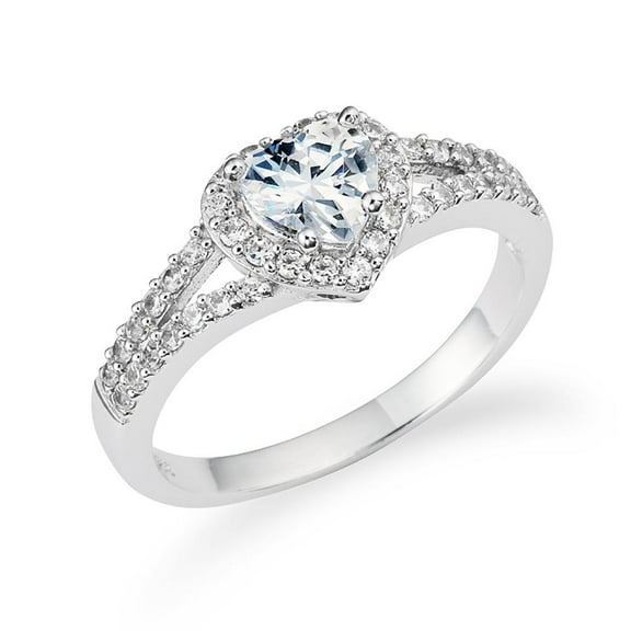 925 Sterling Silver Love Heart Wedding Engagement Ring